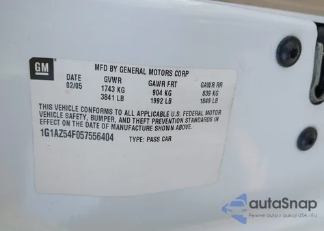 2005 Chevrolet Cobalt Lt z USA, uszkodzony, nr VIN 1G1AZ54F057556404